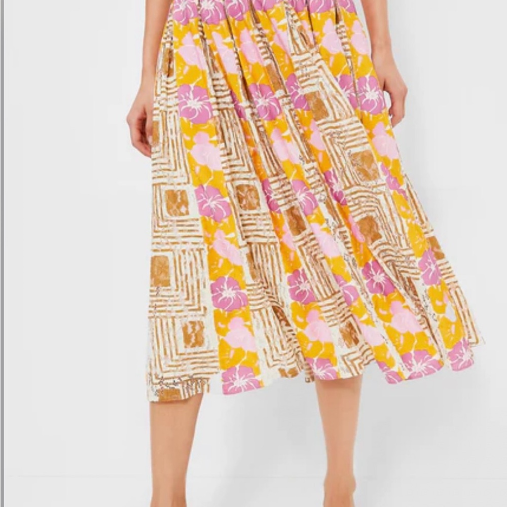 Tuckernuck Pink and Yellow Floral A-Line Skirt